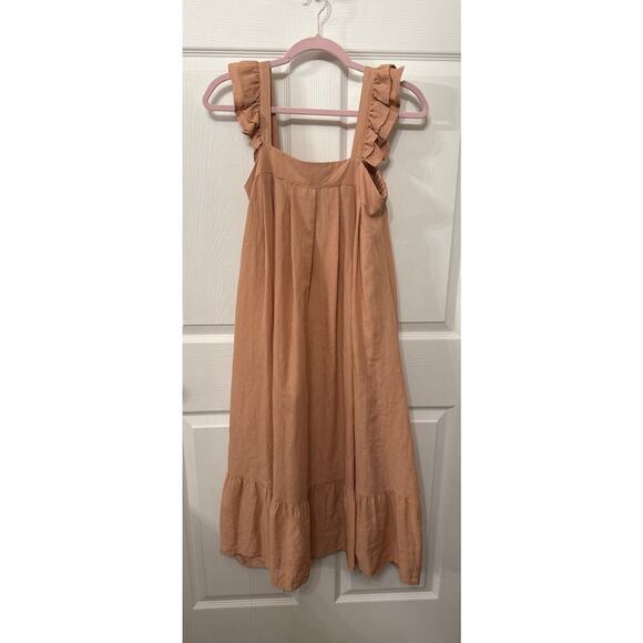 Mable Boah Boho Ruffle Sleeve Detail Button Back Reversible Midi Dress Salmon, S - Picture 4 of 10